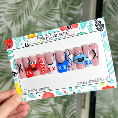 Elmo and Cookie Monster Kaws Acrylic Press on nails