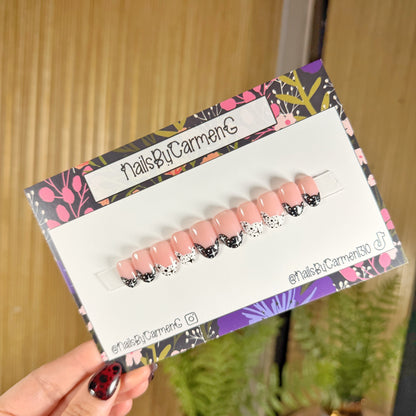 Black and white French tip Acrylic Press on nails