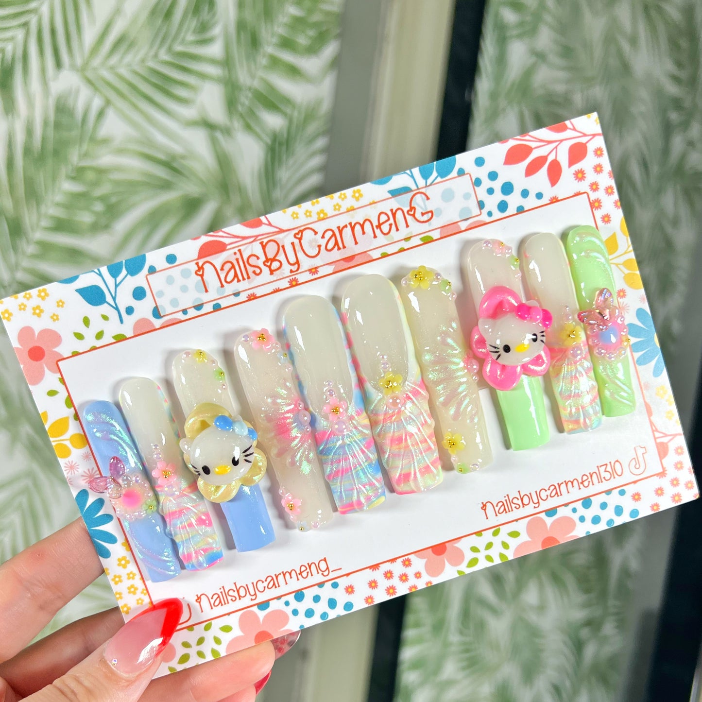 3D Spring Hello Kitty Acrylic Press on nails