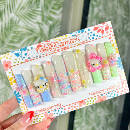 3D Spring Hello Kitty Acrylic Press on nails