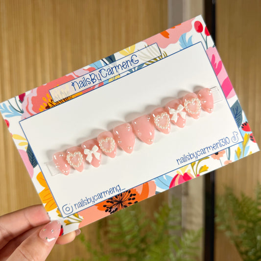 Nudes and Pearls Acrylic Press on nails