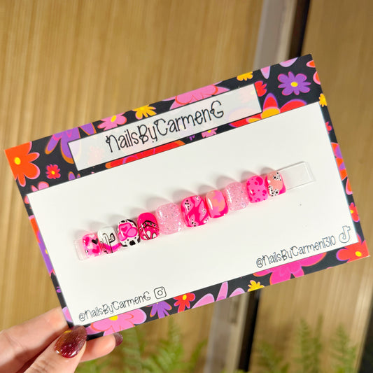 Pink western Acrylic Press on nails