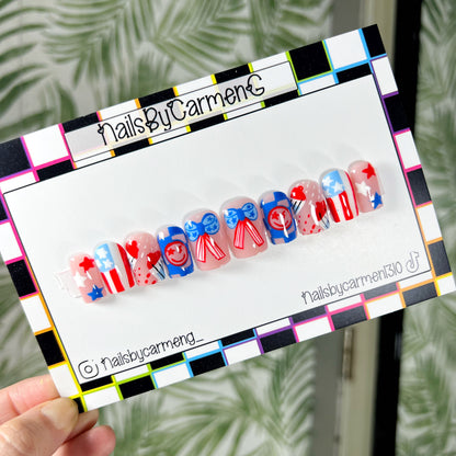 Patriotic flag Acrylic Press on nails