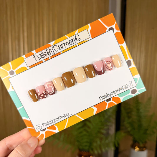 Fall Brown Acrylic Press on nails