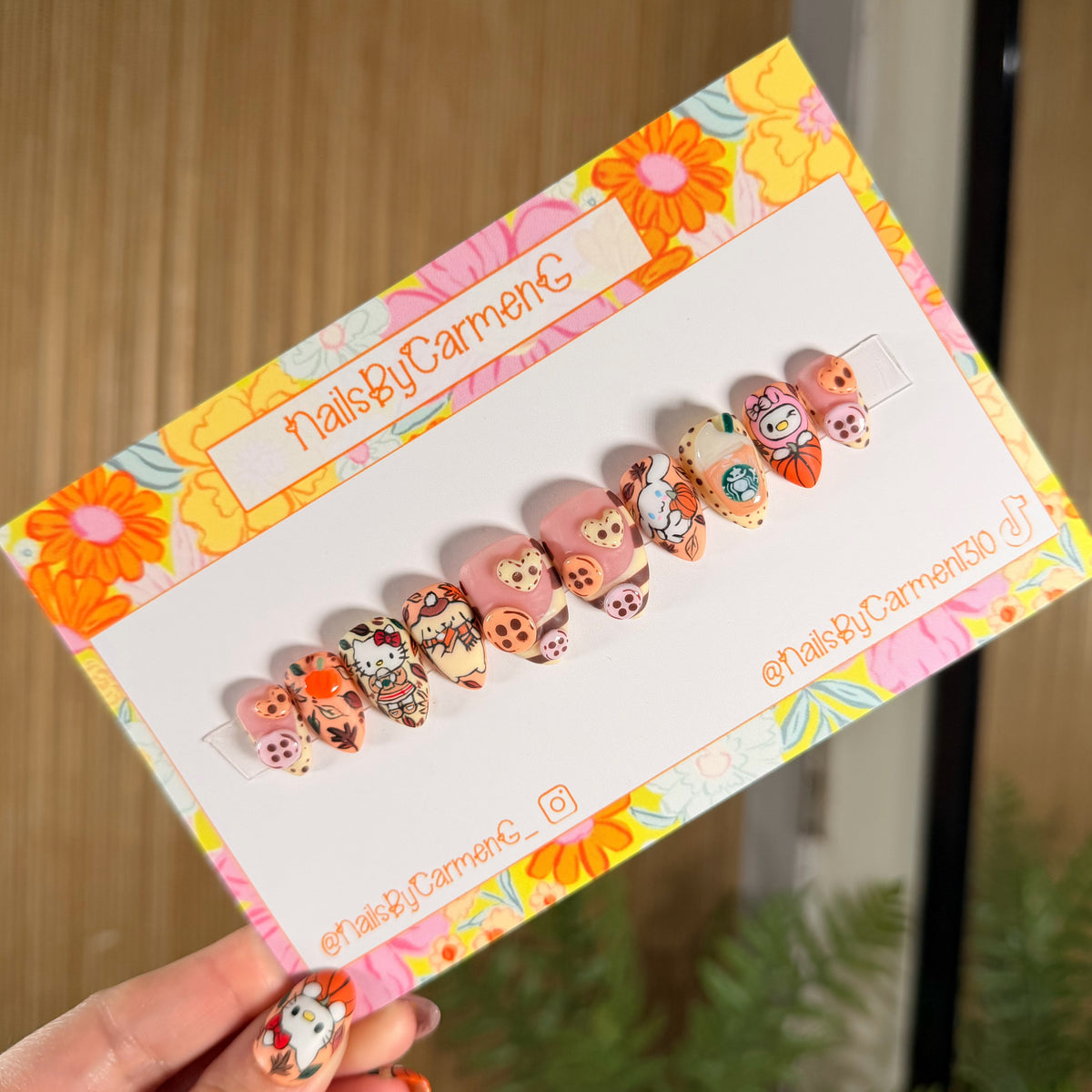 Sanrio friends pumpkin spice latte  Acrylic Press on nails