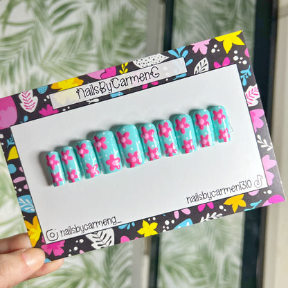 Summer Teals Acrylic Press on nails