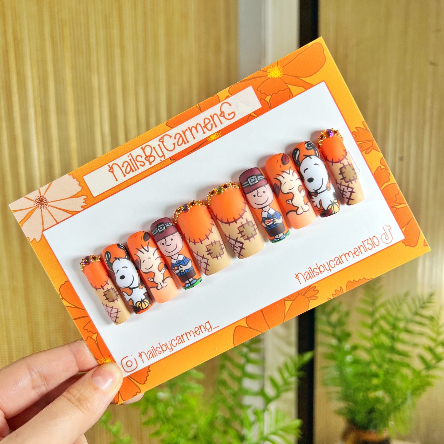 Fall Snoopy and Charlie Brown Acrylic Press on nails