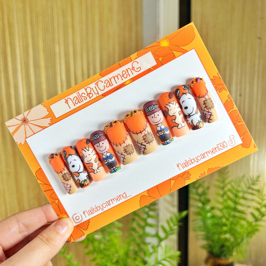 Fall Snoopy and Charlie Brown Acrylic Press on nails