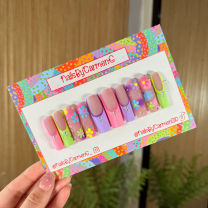 Mix match florals Acrylic Press on nails