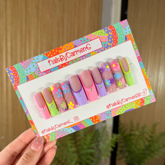 Mix match florals Acrylic Press on nails
