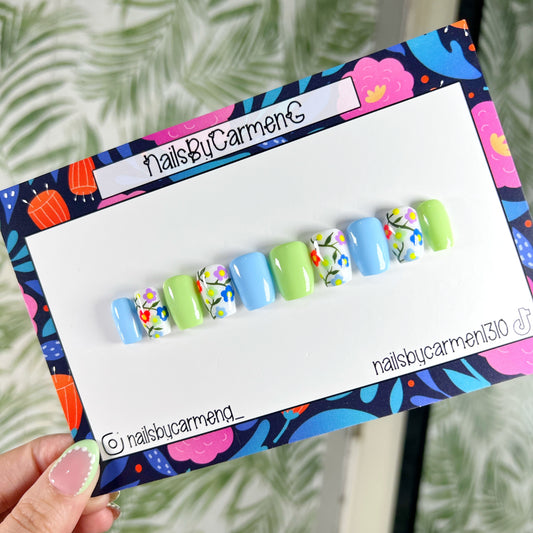 Mix and match florals Acrylic Press on nail