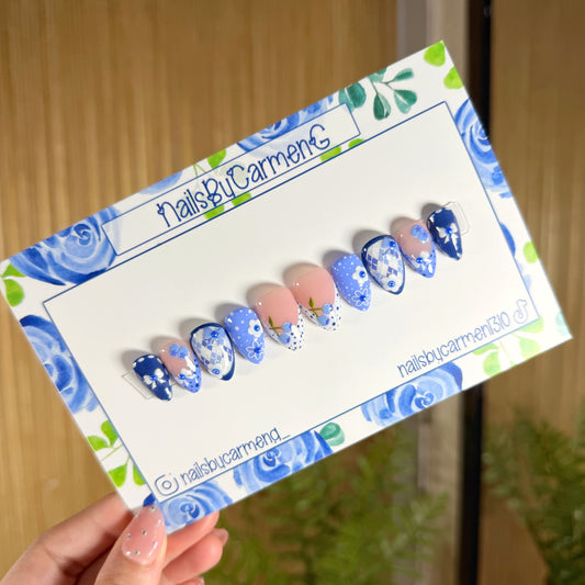 Blueberry French tip Acrylic Press on nails