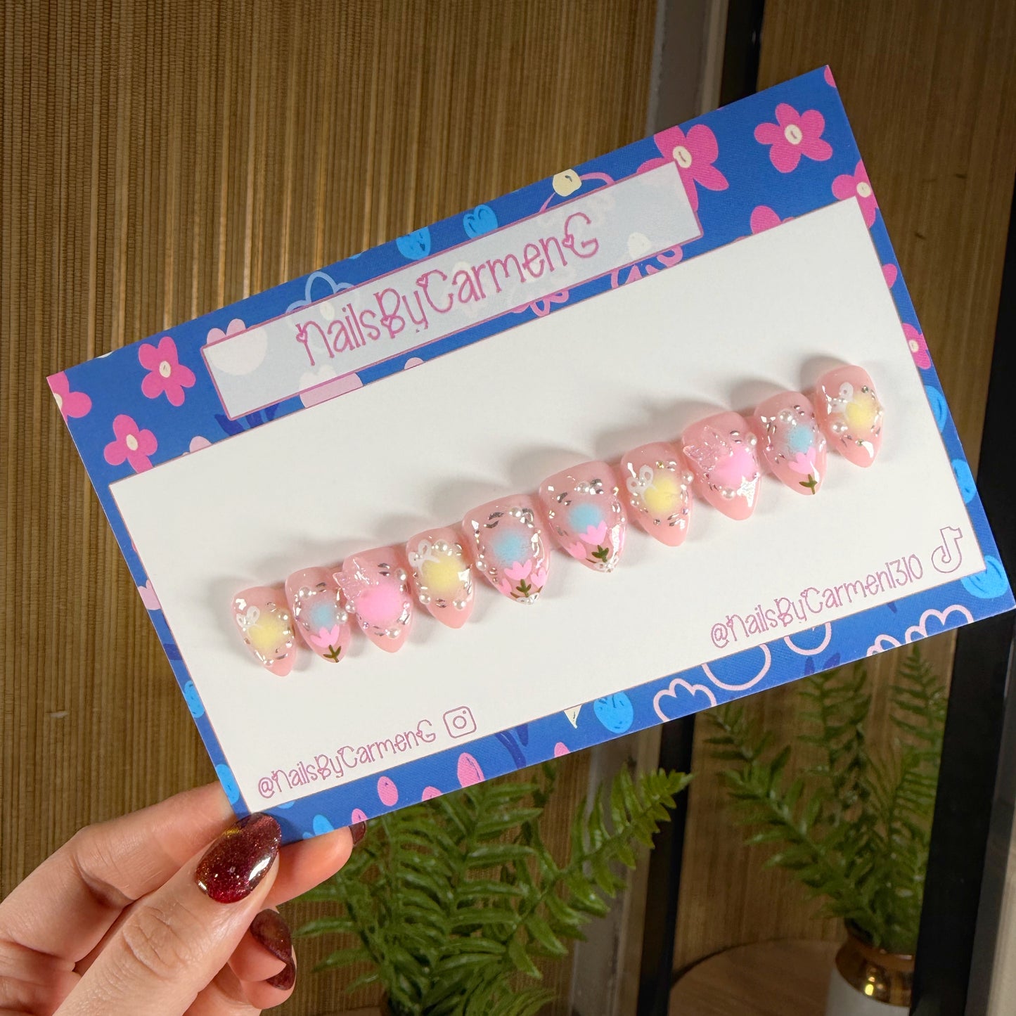 Butterflies and tulips Acrylic Press on nails