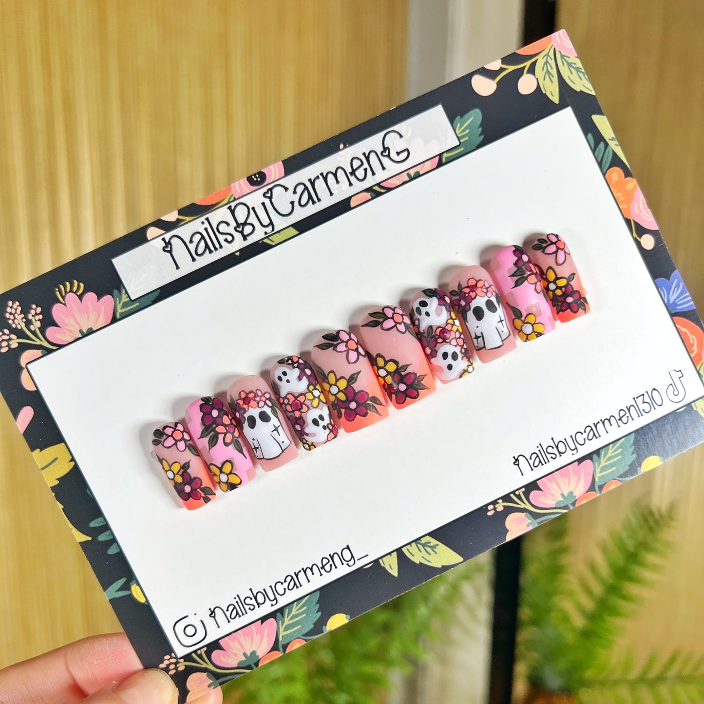 Floral ghosts Acrylic Press on nails