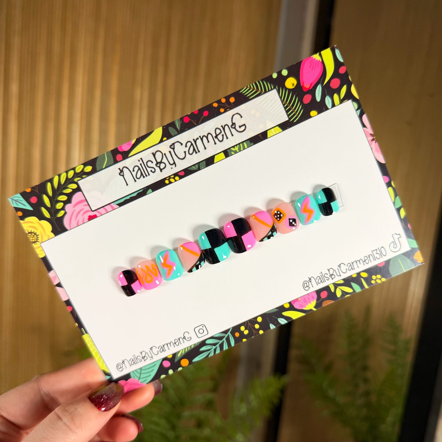 Cheetah flames Acrylic Press on nails