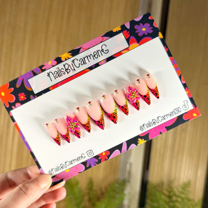 Colorful 3d floral Acrylic Press on nails