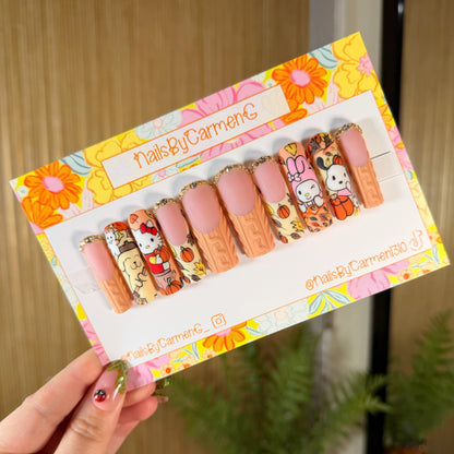 Sanrio friends fall pumpkins Acrylic Press on nails