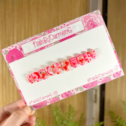 Heart cherrys Acrylic Press on nails