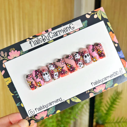 Floral ghosts Acrylic Press on nails