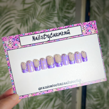 Purple Snake Print Press on nails