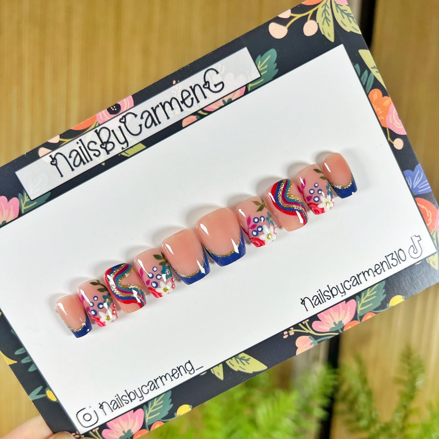 Fall swirls florals Acrylic Press on nails