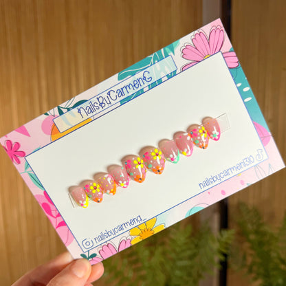 Spring French tips Acrylic Press On Nails