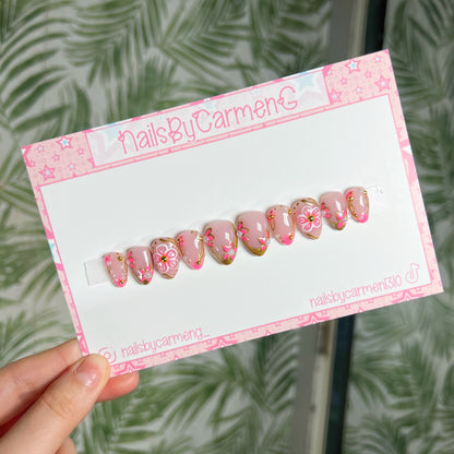 Pink gold 3D Tip Acrylic Press on nails