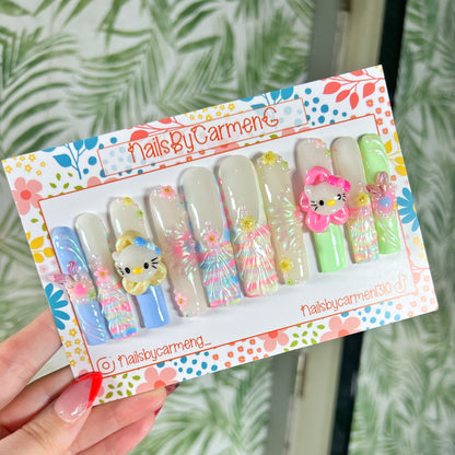 3D Spring Hello Kitty Acrylic Press on nails