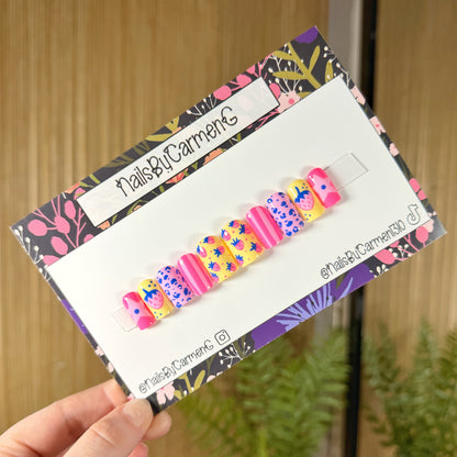 Strawberry summer cheetah print Acrylic Press on nails