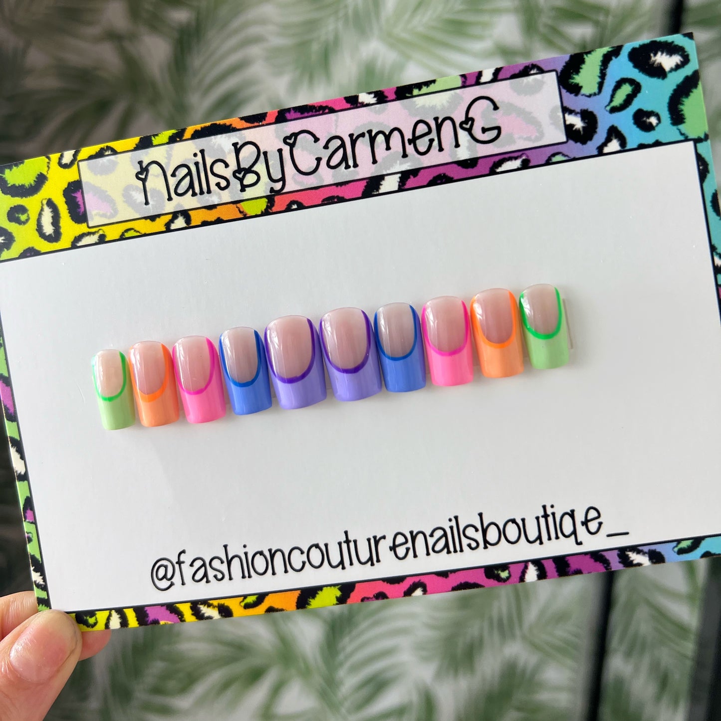 Rainbow French Tip Acrylic Press on nails