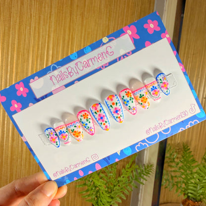 Colorful Spring Talavera Acrylic Press On Nails