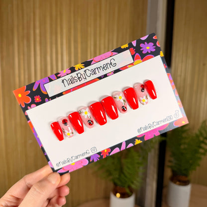 3d Ladybug Acrylic Press on nails