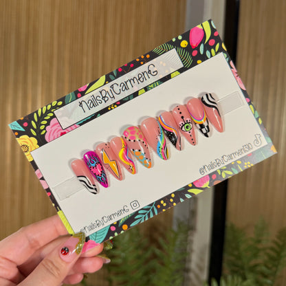 Retro mix match Acrylic Press on nails