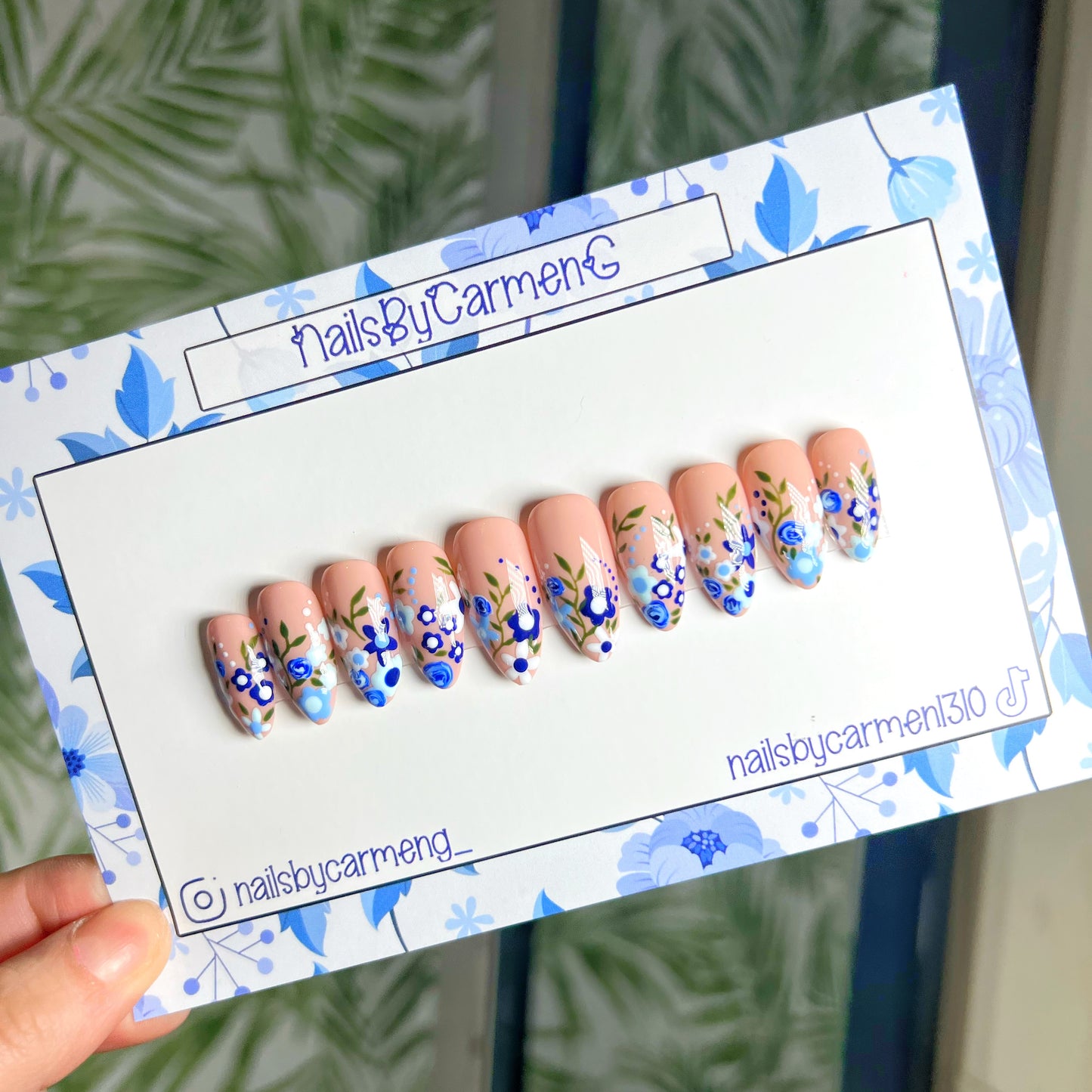 Blue Spring Garden Acrylic Press on nails