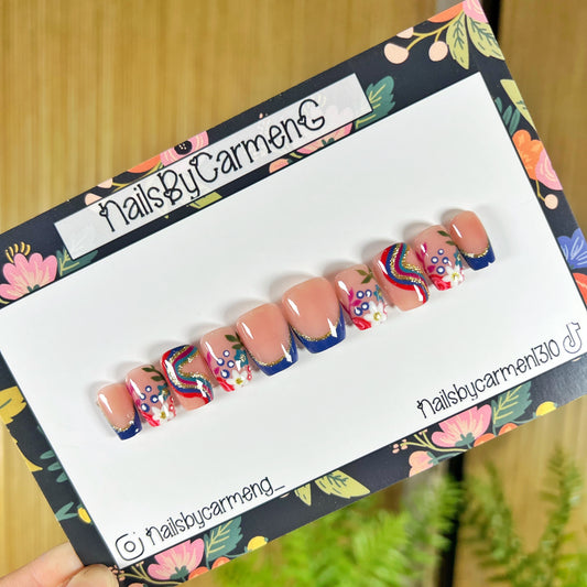 Fall swirls florals Acrylic Press on nails