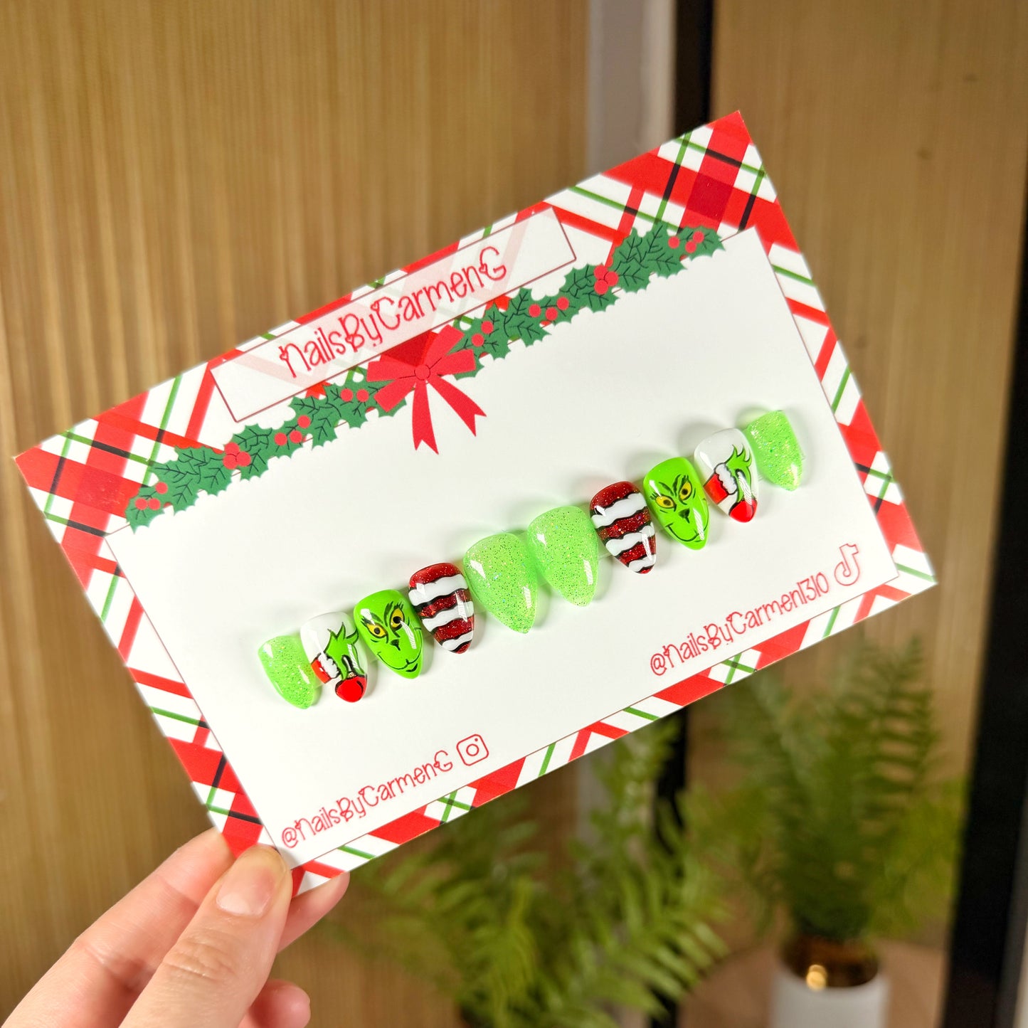 Grinch Christmas Acrylic Press on nails