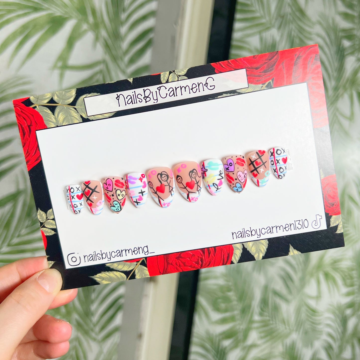 Write me a letter Valentines Day Acrylic Press on nails