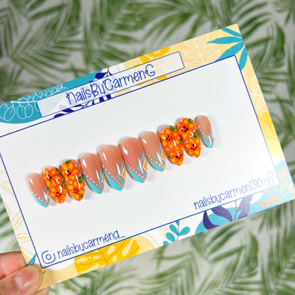 Hibiscus Tropical Acrylic Press on nails