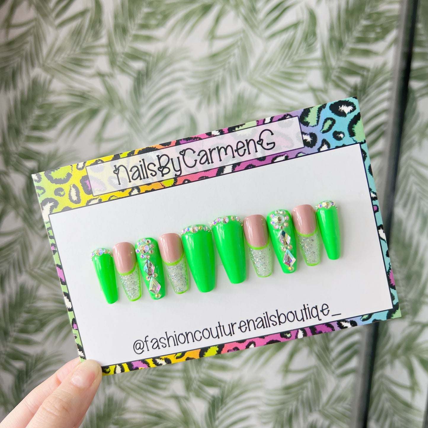 Neon green Acrylic Press on nails