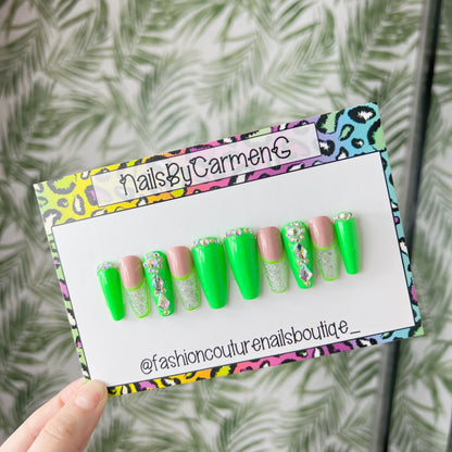 Neon green Acrylic Press on nails