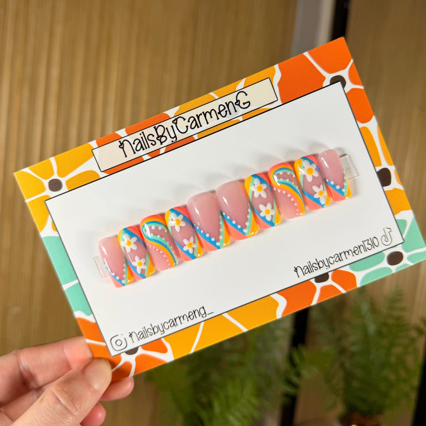 Colorblock French Tip Acrylic Press on nail