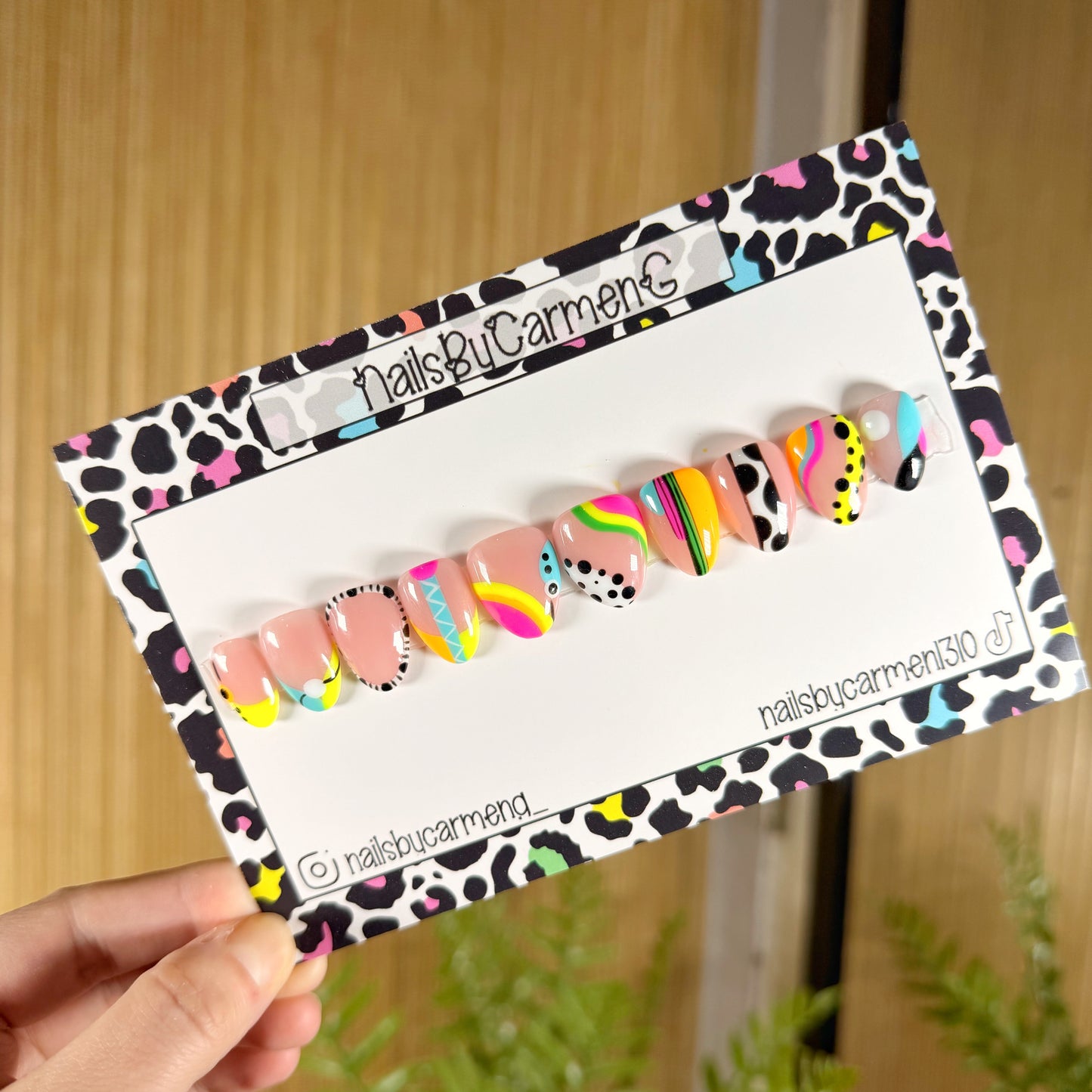 Colorful 90’s print Acrylic Press On Nails
