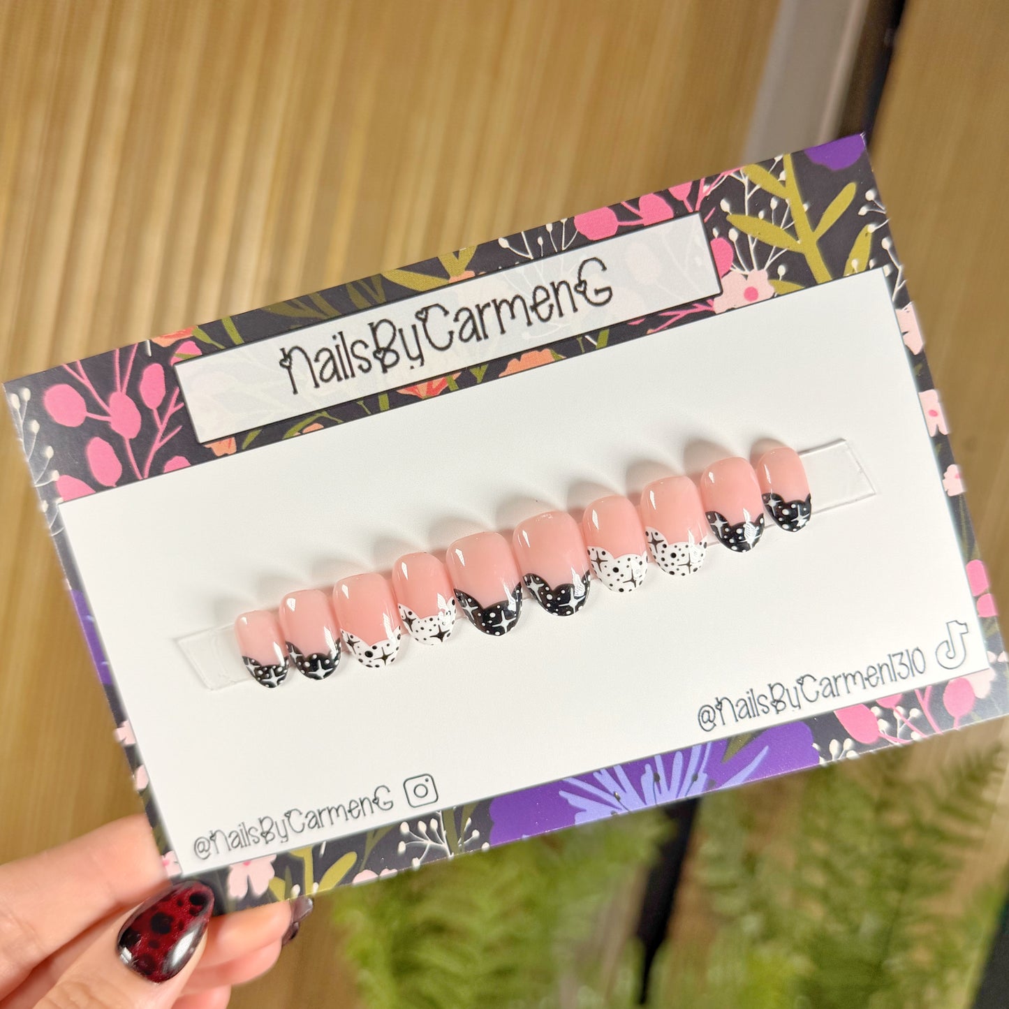 Black and white French tip Acrylic Press on nails