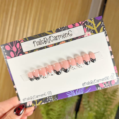 Black and white French tip Acrylic Press on nails