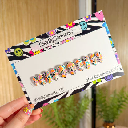 70’s cheetah print Acrylic Press On Nails