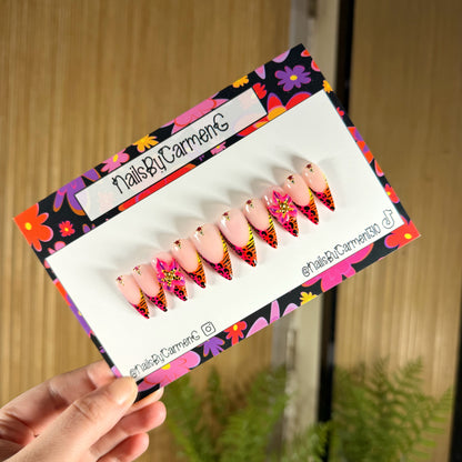 Colorful 3d floral Acrylic Press on nails