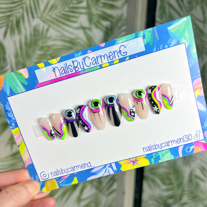 Trippy evil eye Acrylic Press on nails