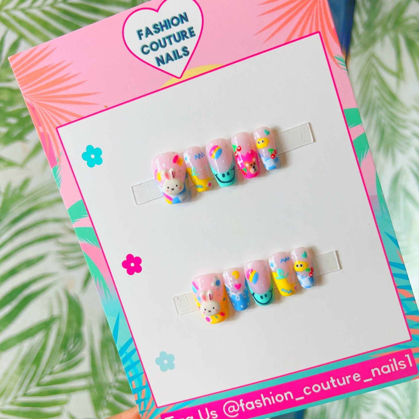 Bunny mix match charms Acrylic Press on nails