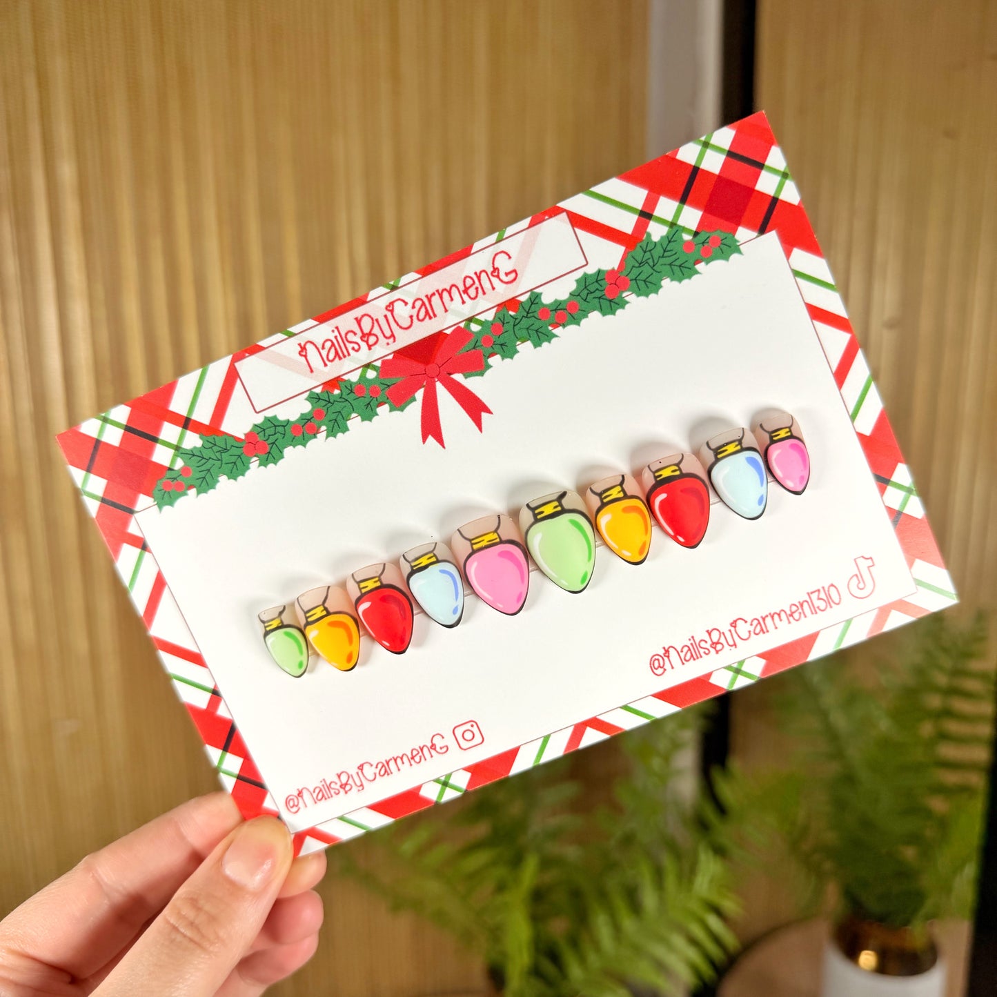 Christmas lights Acrylic Press on nails