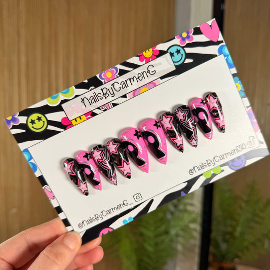 Pink kawaii punk Acrylic Press on nails